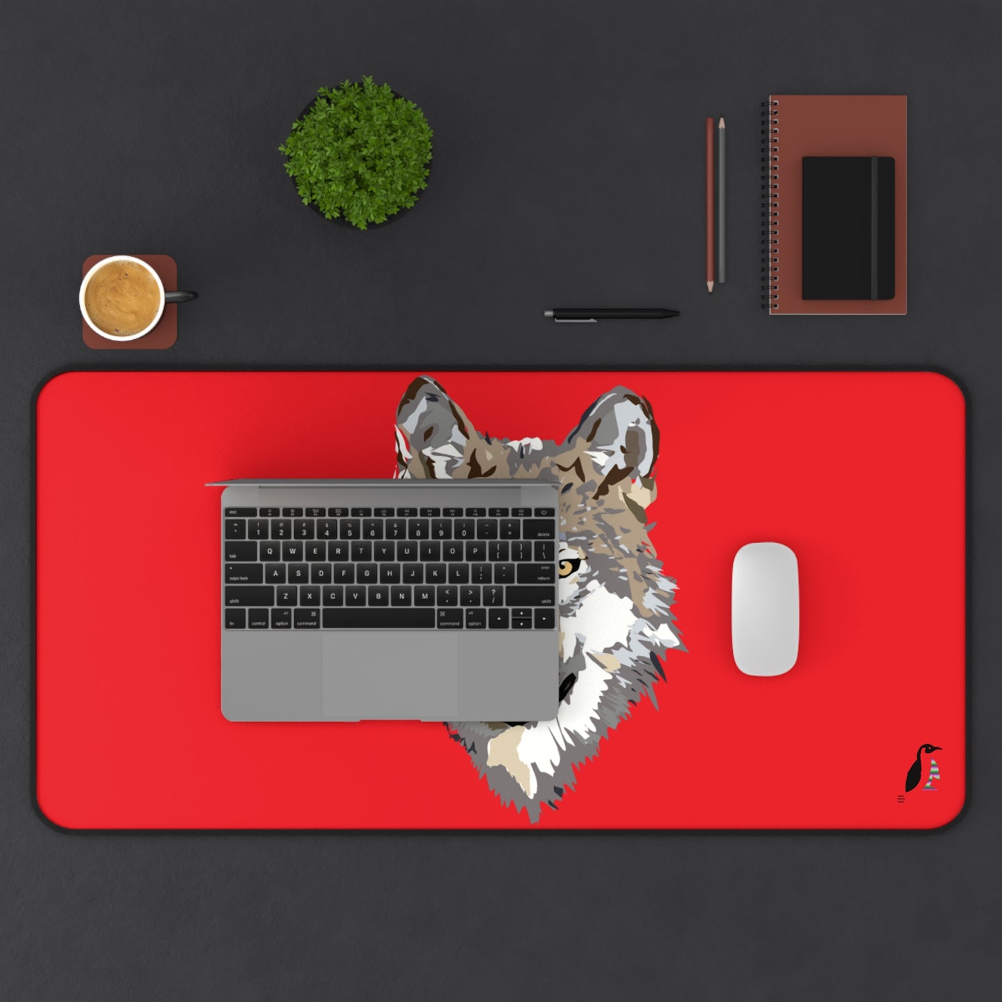 Desk Mat: Wolves Red