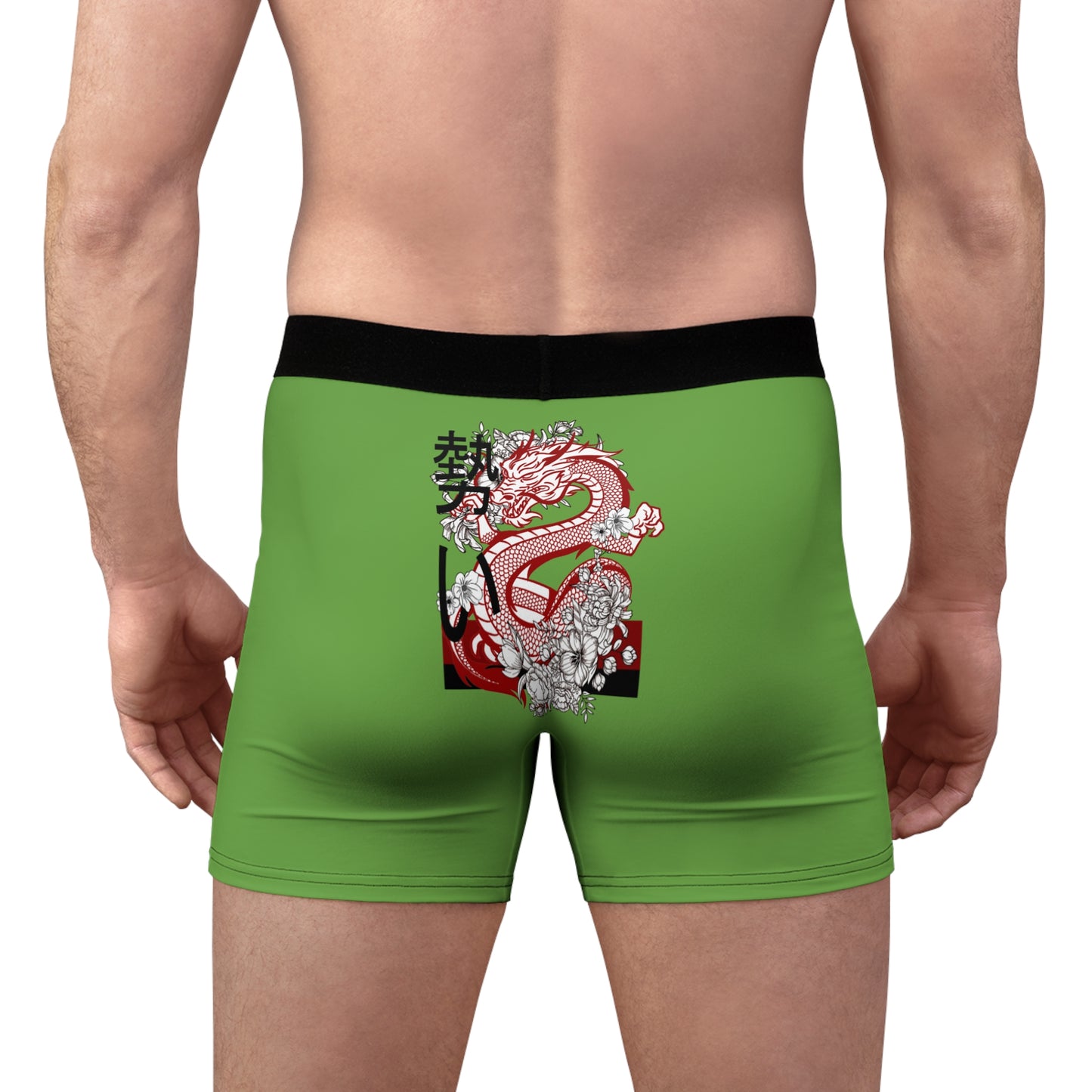 Men's Boxer Briefs: Dragons Green