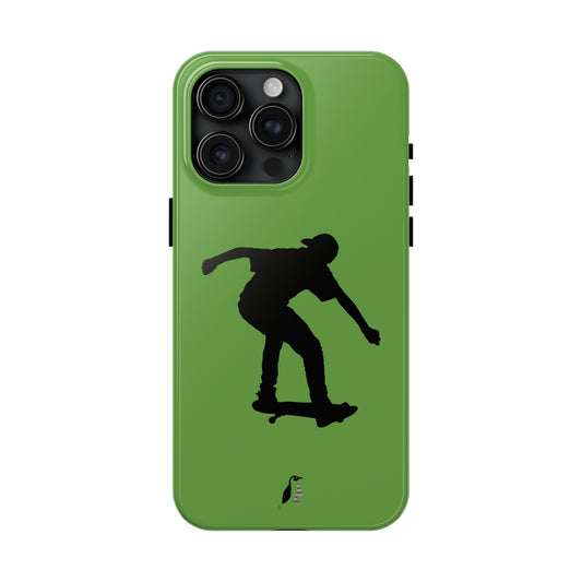 Tough Phone Cases (for iPhones): Skateboarding Green