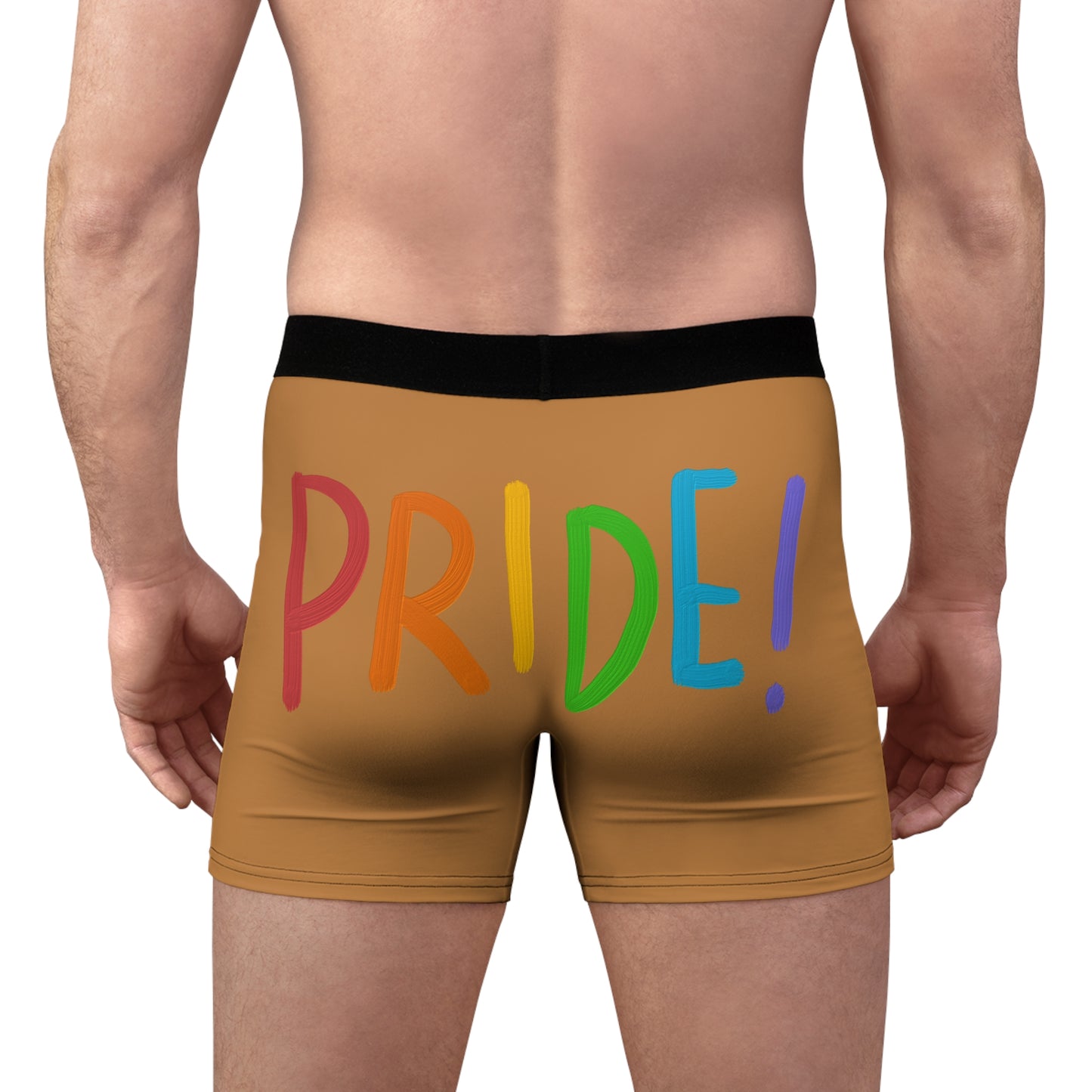 Men's Boxer Briefs: LGBTQ Pride Lite Brown