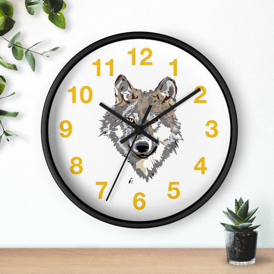 Wall clock: Wolves Yellow