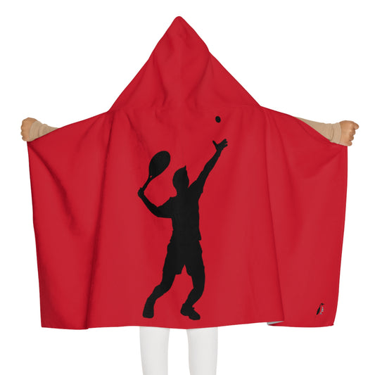 Youth Hooded Towel: Tennis Dark Red