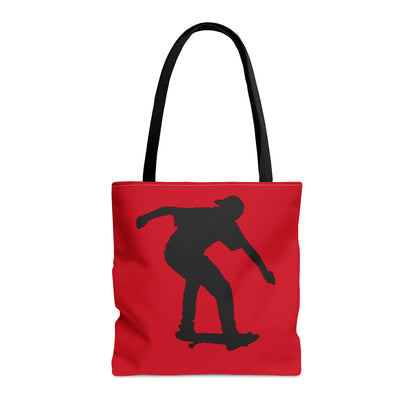 Tote Bag: Skateboarding Dark Red