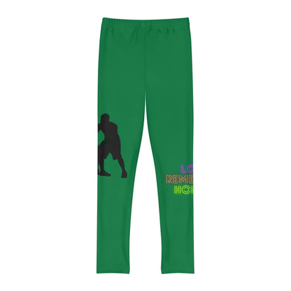 Youth Full-Length Leggings: Basketball Dark Green