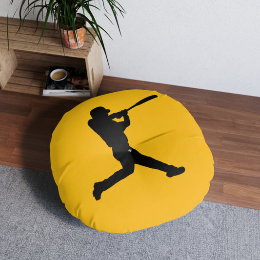 Tufted Floor Pillow, Round: Baseball Yellow