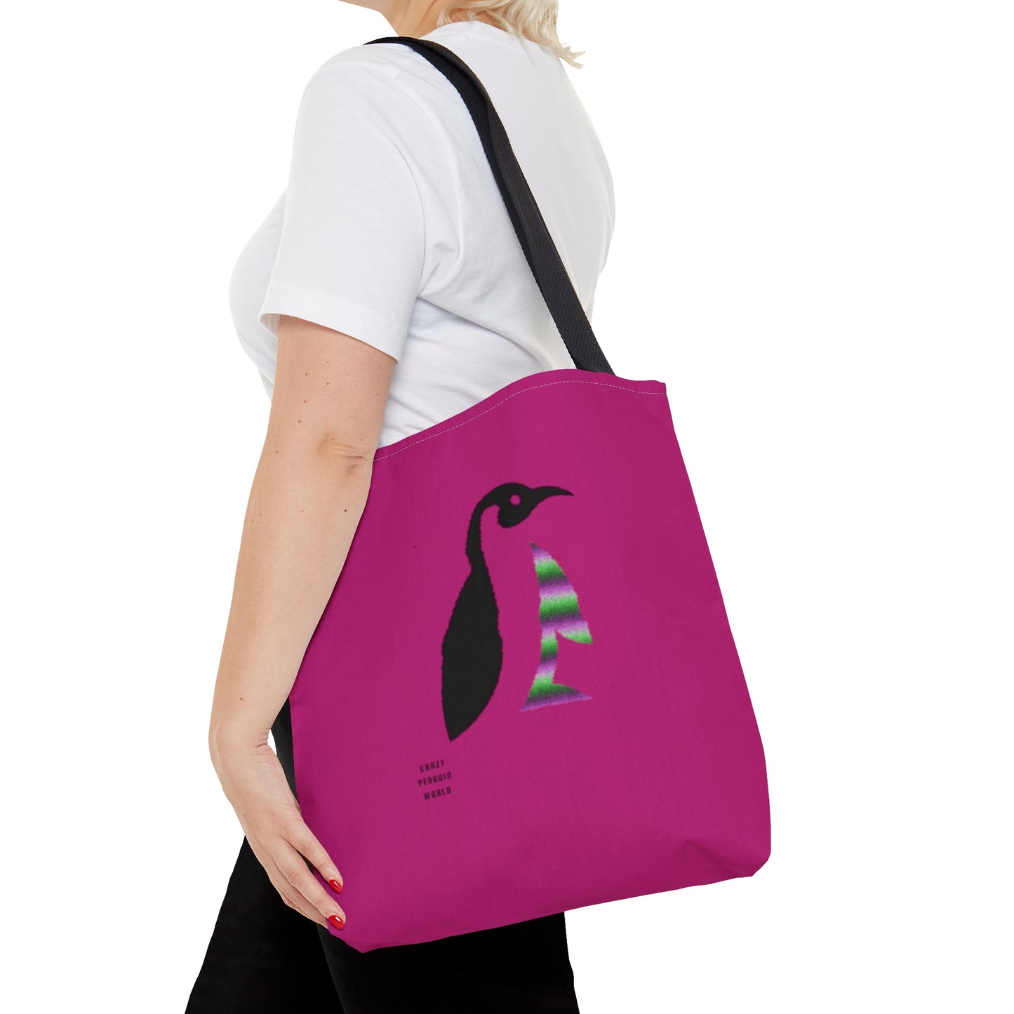 Tote Bag: Crazy Penguin World Logo Pink