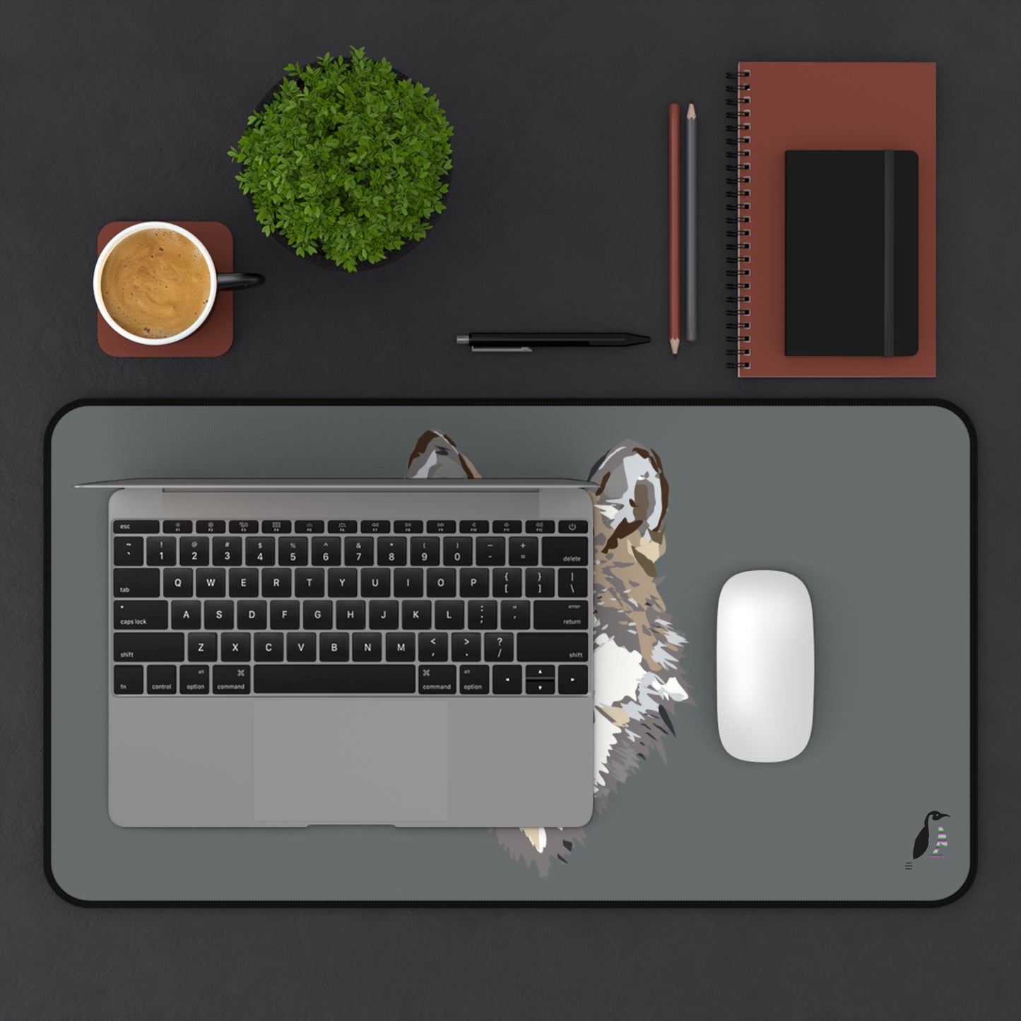 Desk Mat: Wolves Dark Grey