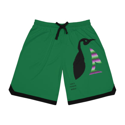 Basketball Rib Shorts: Crazy Penguin World Logo Dark Green