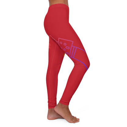 Women's Spandex Leggings: Music Dark Red