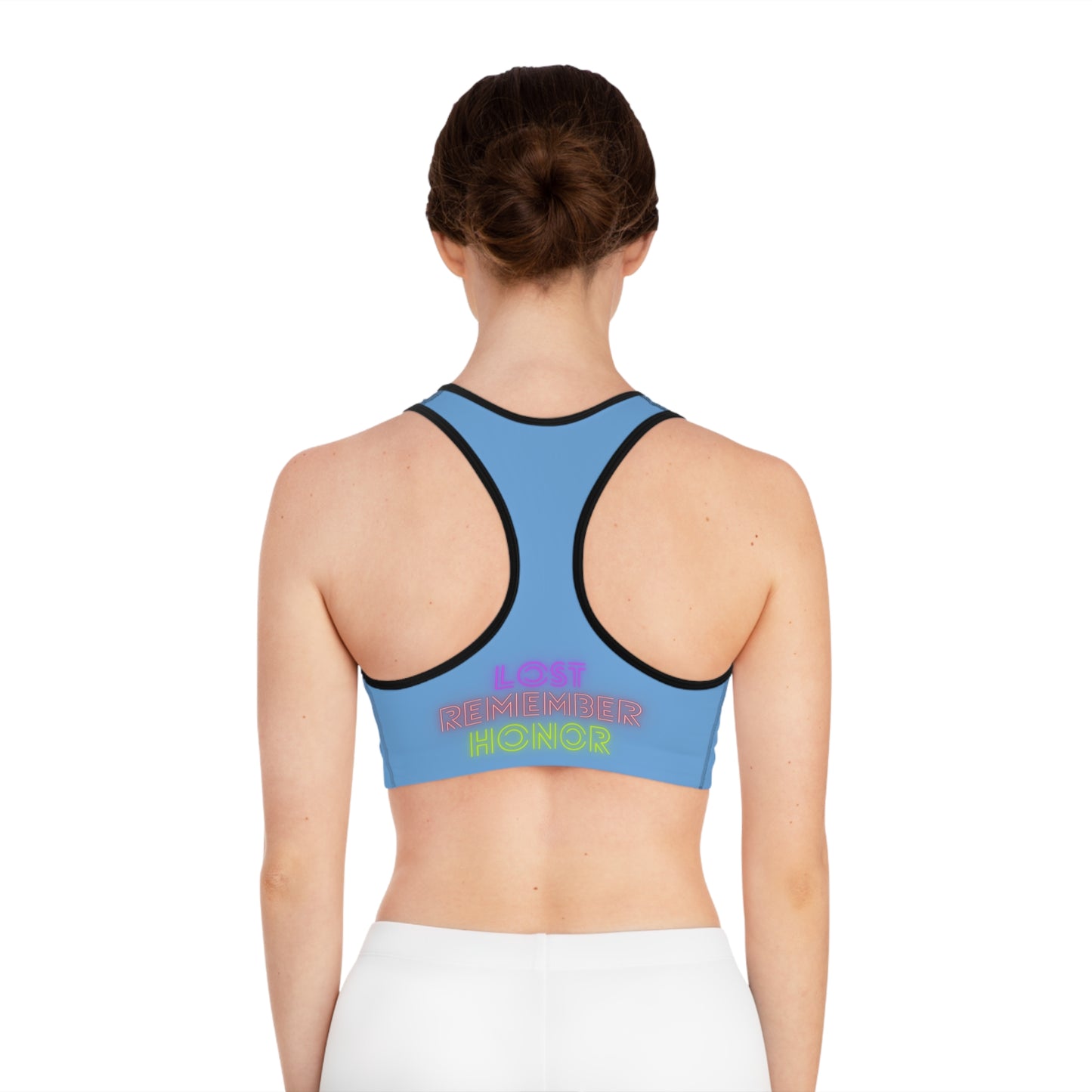 Sports Bra: Crazy Penguin World Logo Lite Blue