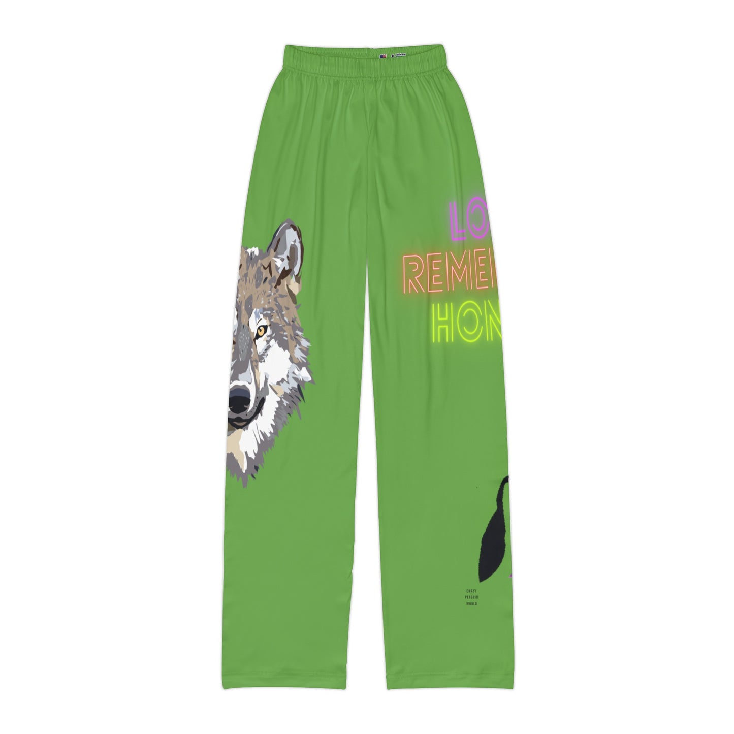 Kids Pajama Pants: Wolves Green