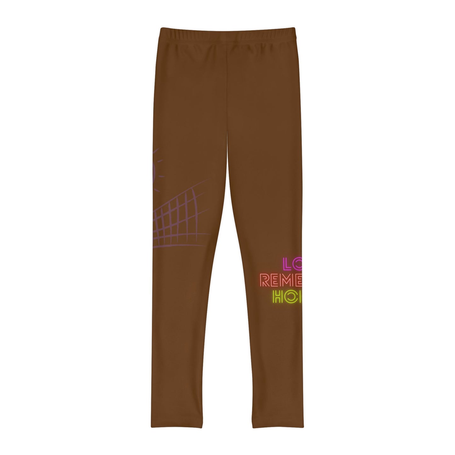 Youth Full-Length Leggings: Volleyball Brown