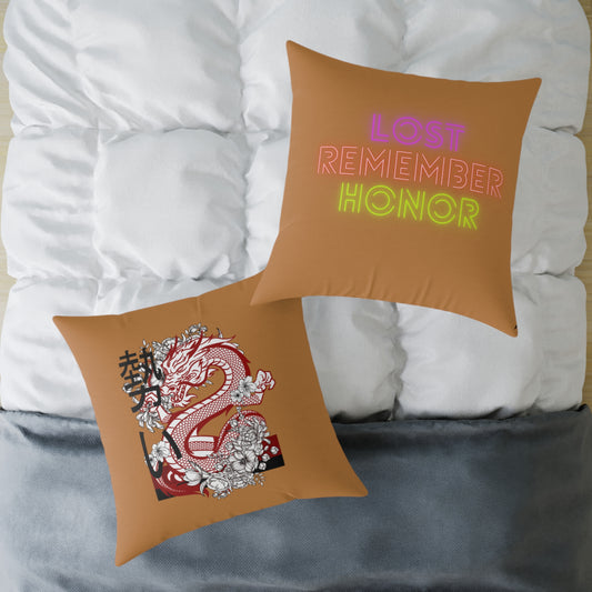 Spun Polyester Pillow: Dragons Lite Brown