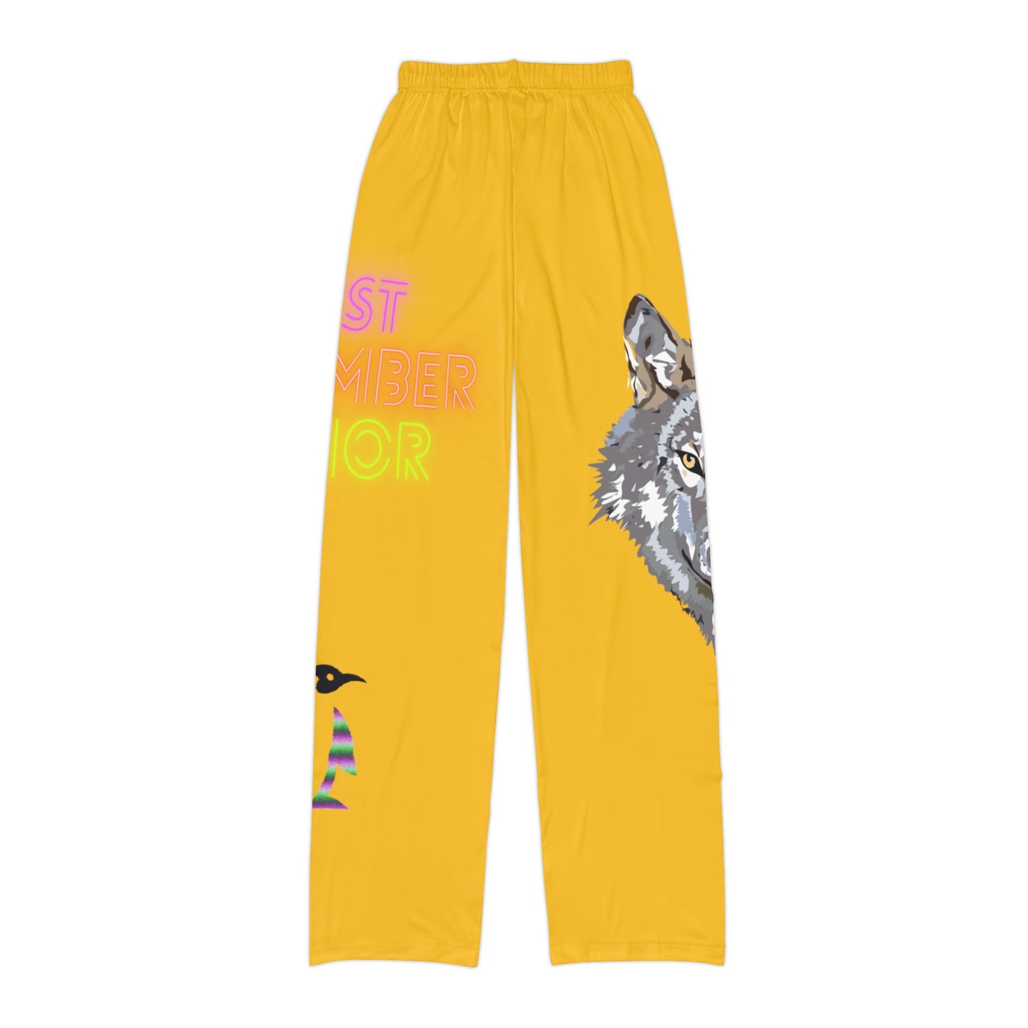 Kids Pajama Pants: Wolves Yellow