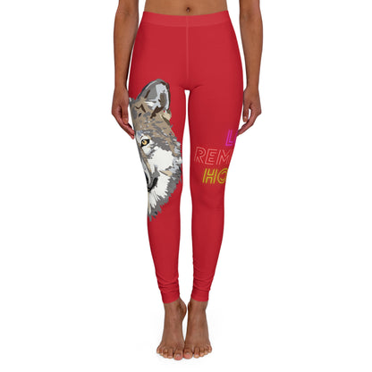 Women's Spandex Leggings: Wolves Dark Red