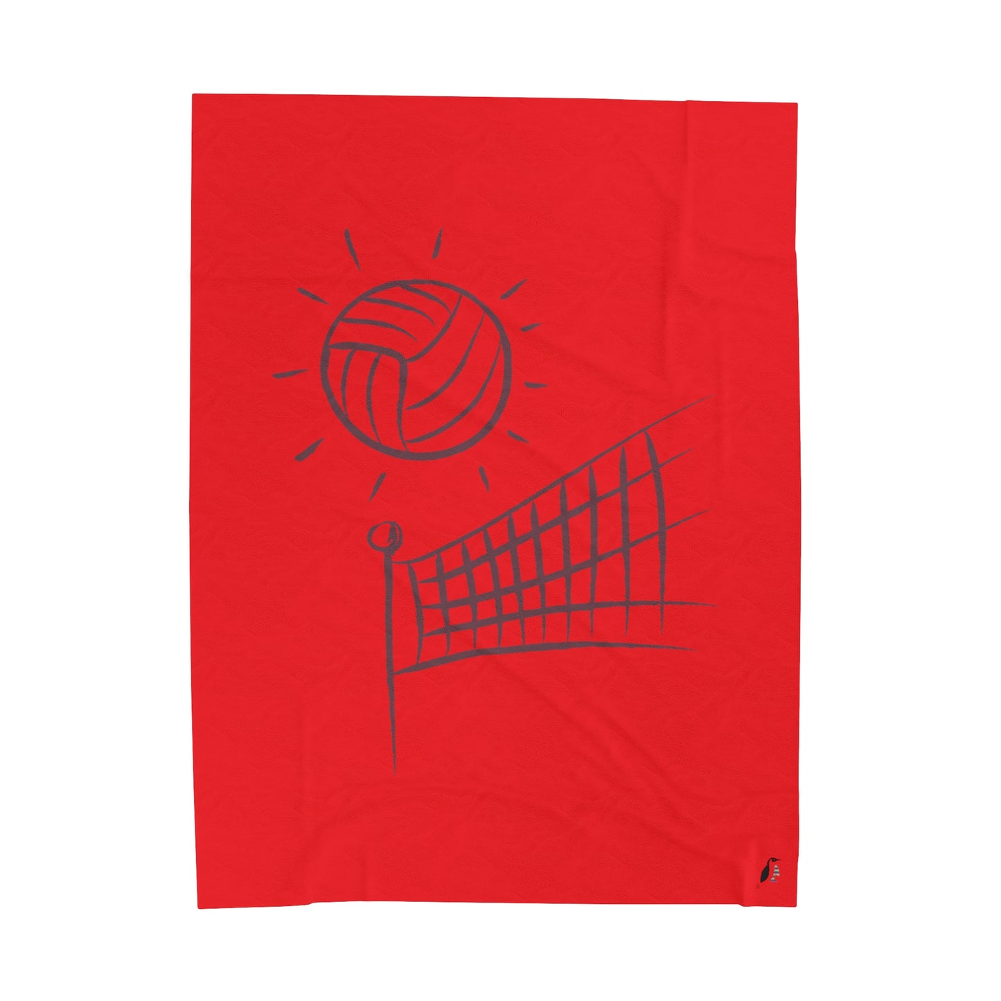 Velveteen Plush Blanket: Volleyball Red