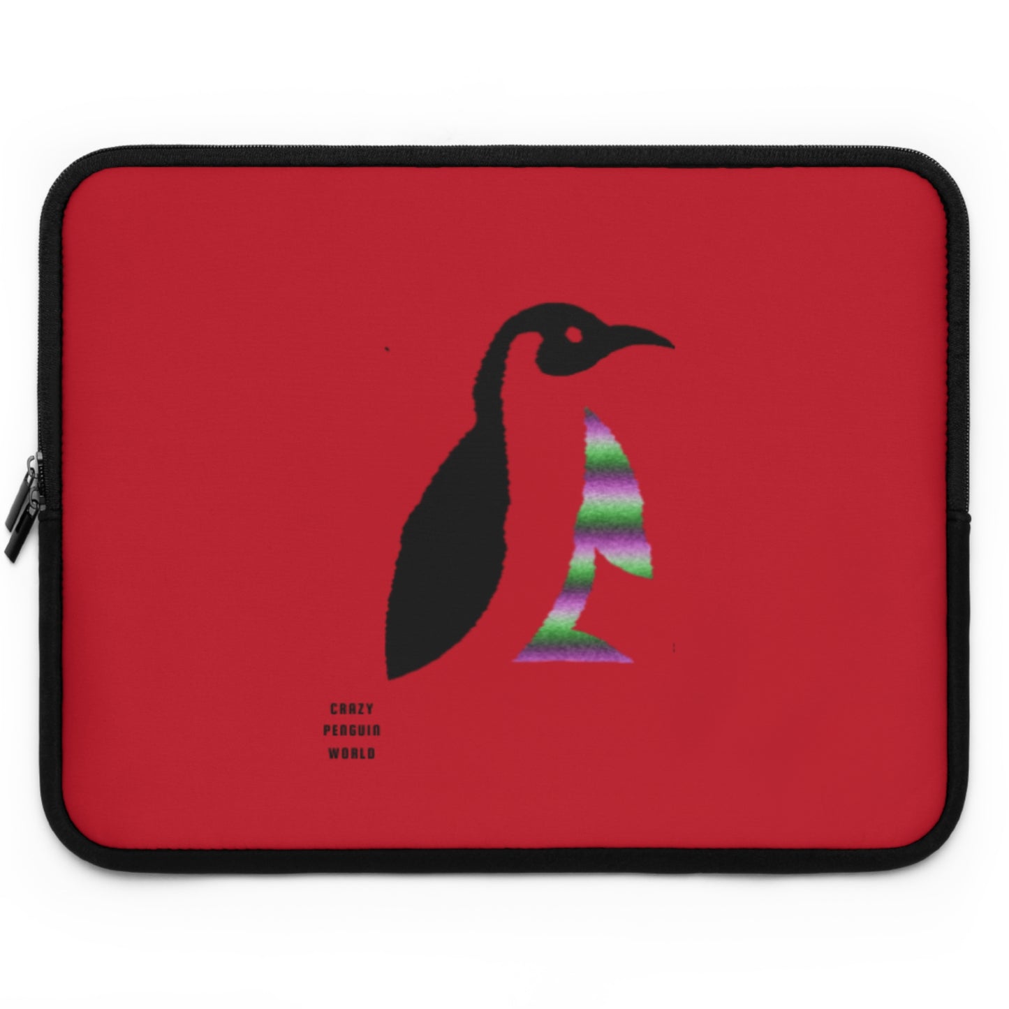 Laptop Sleeve: Crazy Penguin World Logo Dark Red