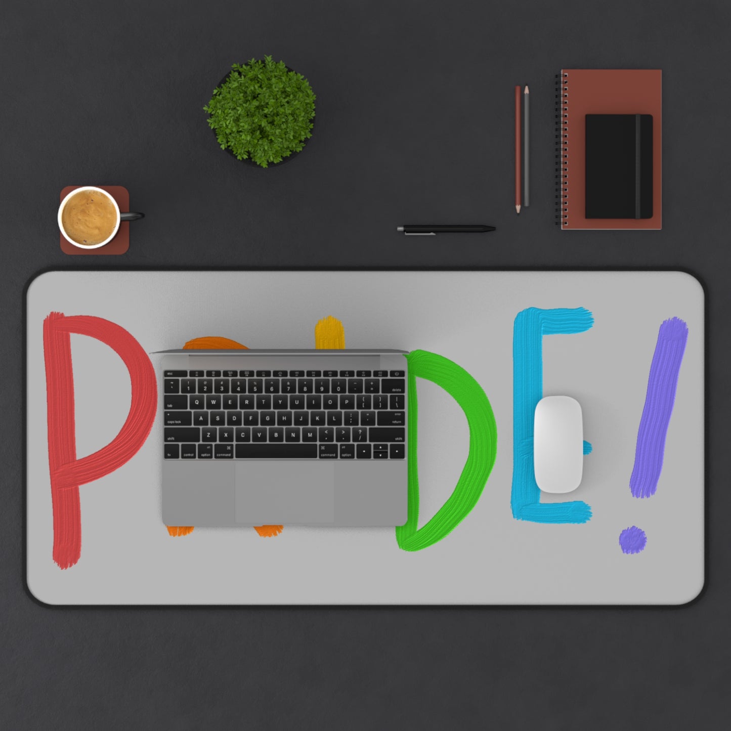 Desk Mat: LGBTQ Pride Lite Grey