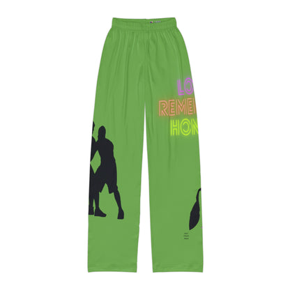 Kids Pajama Pants: Basketball Green