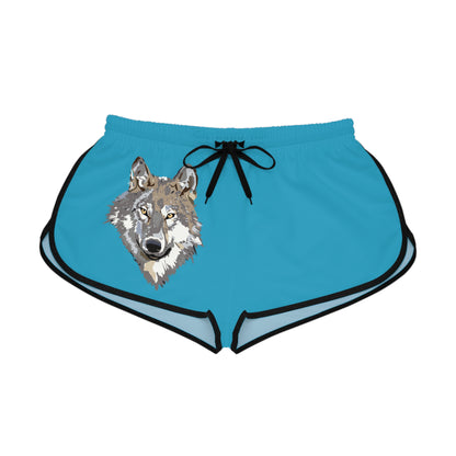 Women's Relaxed Shorts: Wolves Turquoise