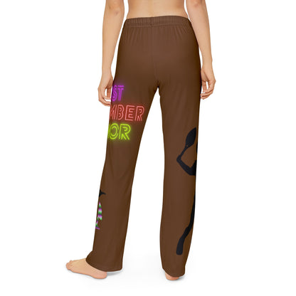 Kids Pajama Pants: Tennis Brown