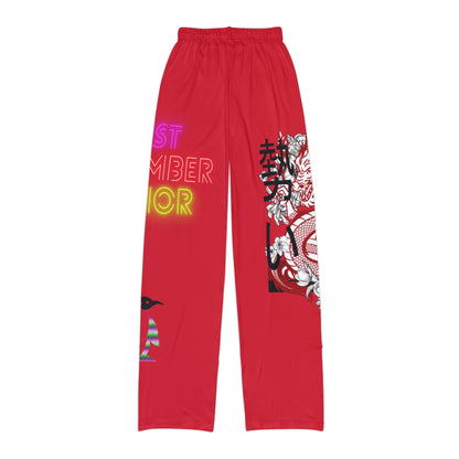 Kids Pajama Pants: Dragons Dark Red