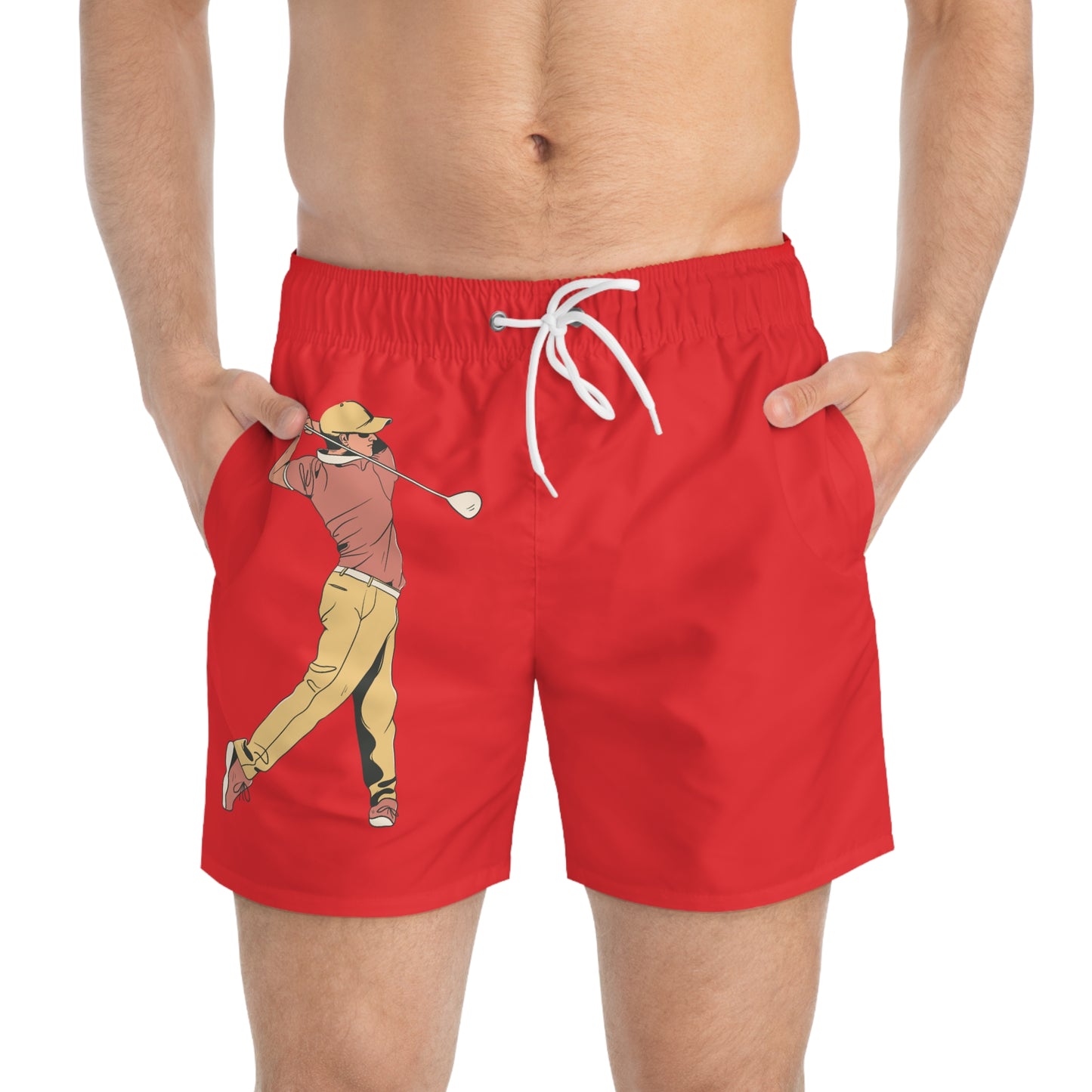 Swim Trunks: Golf Red