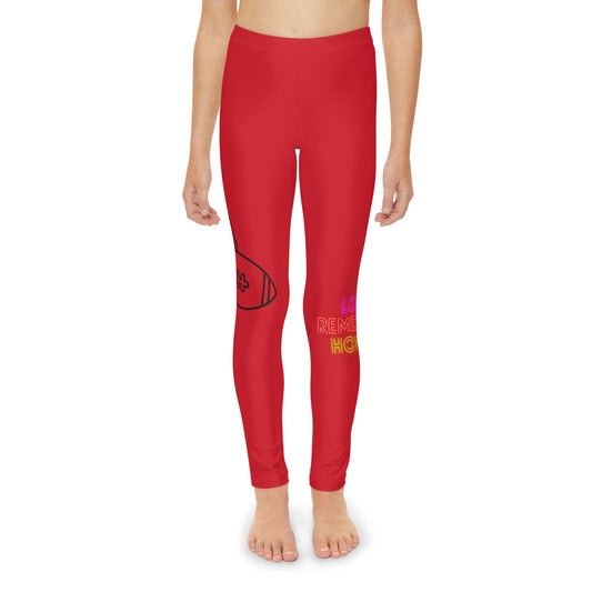 Youth Full-Length Leggings: Football Dark Red