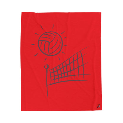 Velveteen Plush Blanket: Volleyball Red