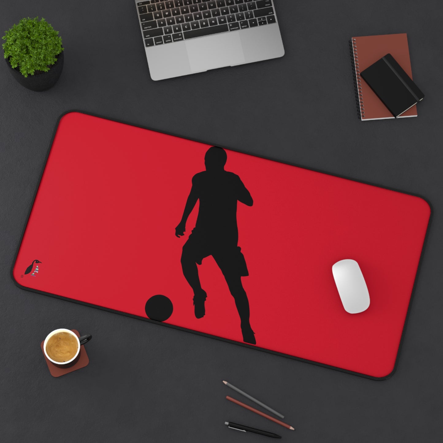 Desk Mat: Soccer Dark Red