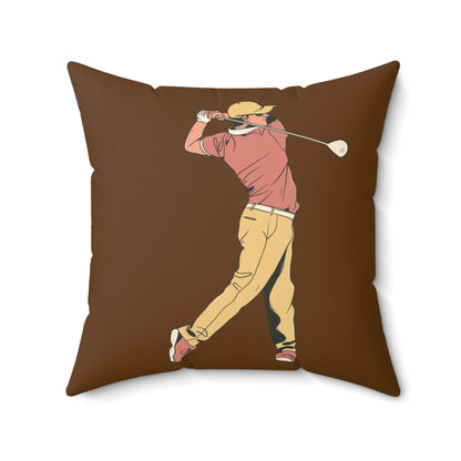 Spun Polyester Square Pillow: Golf Brown