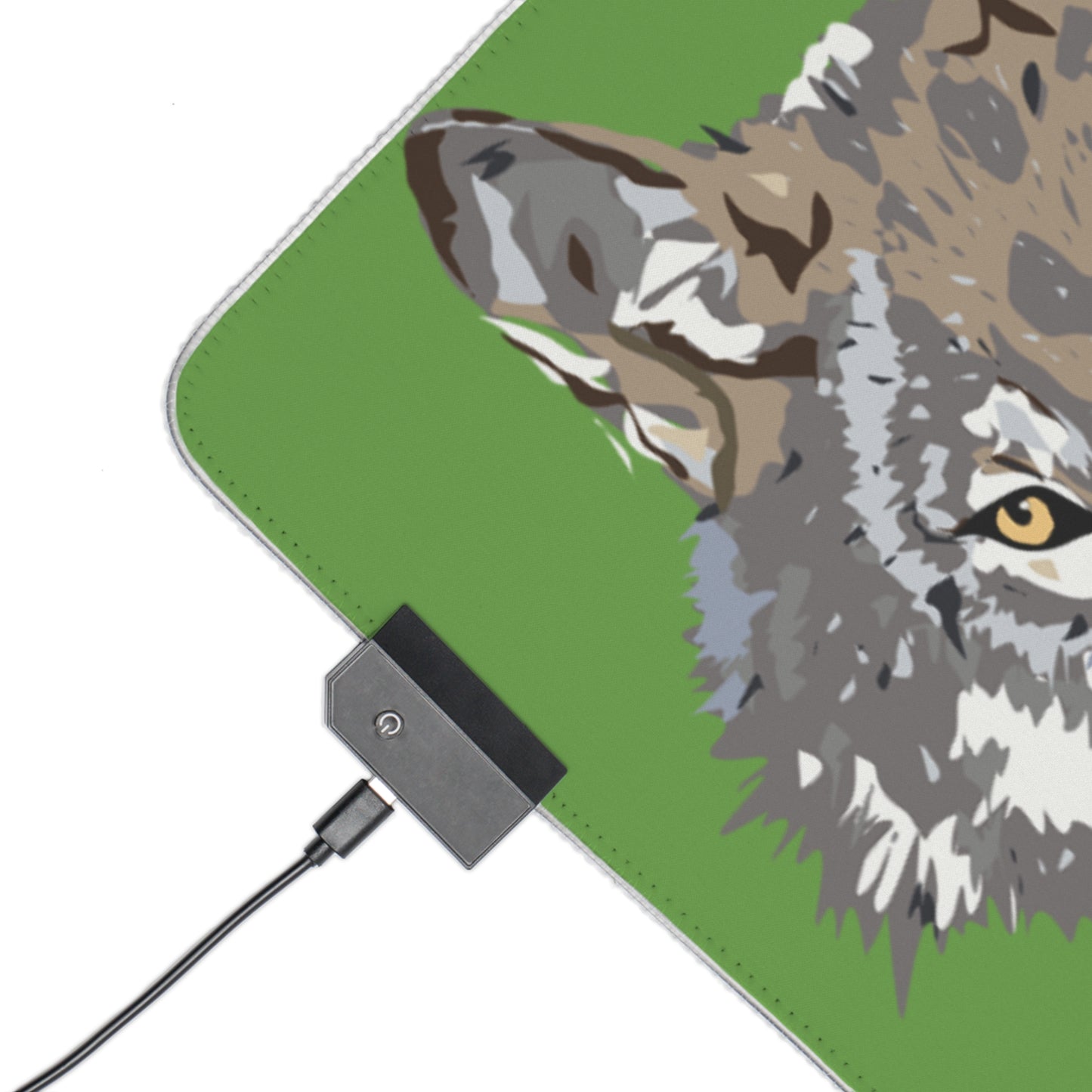 LED Gaming Mouse Pad: Wolves Green