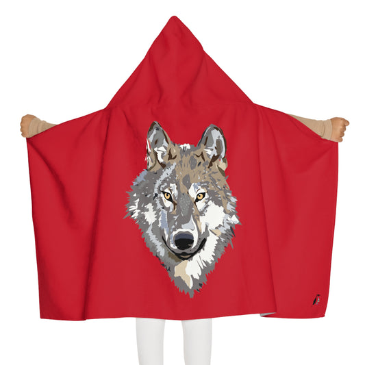 Youth Hooded Towel: Wolves Dark Red