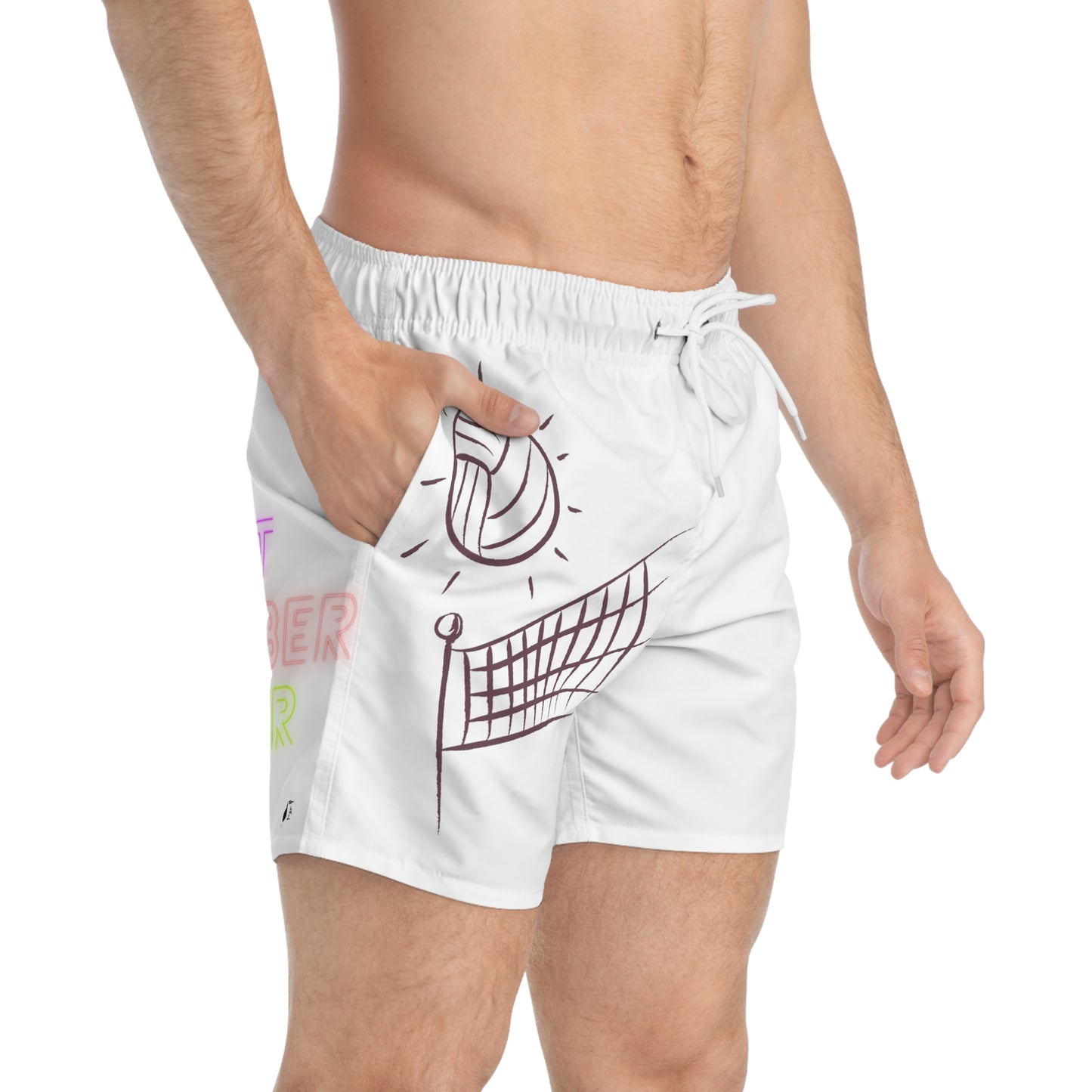 Swim Trunks: Volleyball White