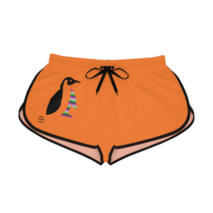 Women's Relaxed Shorts: Crazy Penguin World Logo Crusta