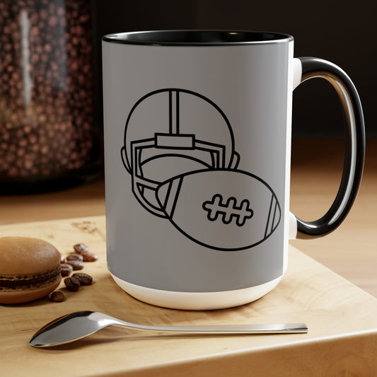 Two-Tone Coffee Mugs, 15oz: Football Grey