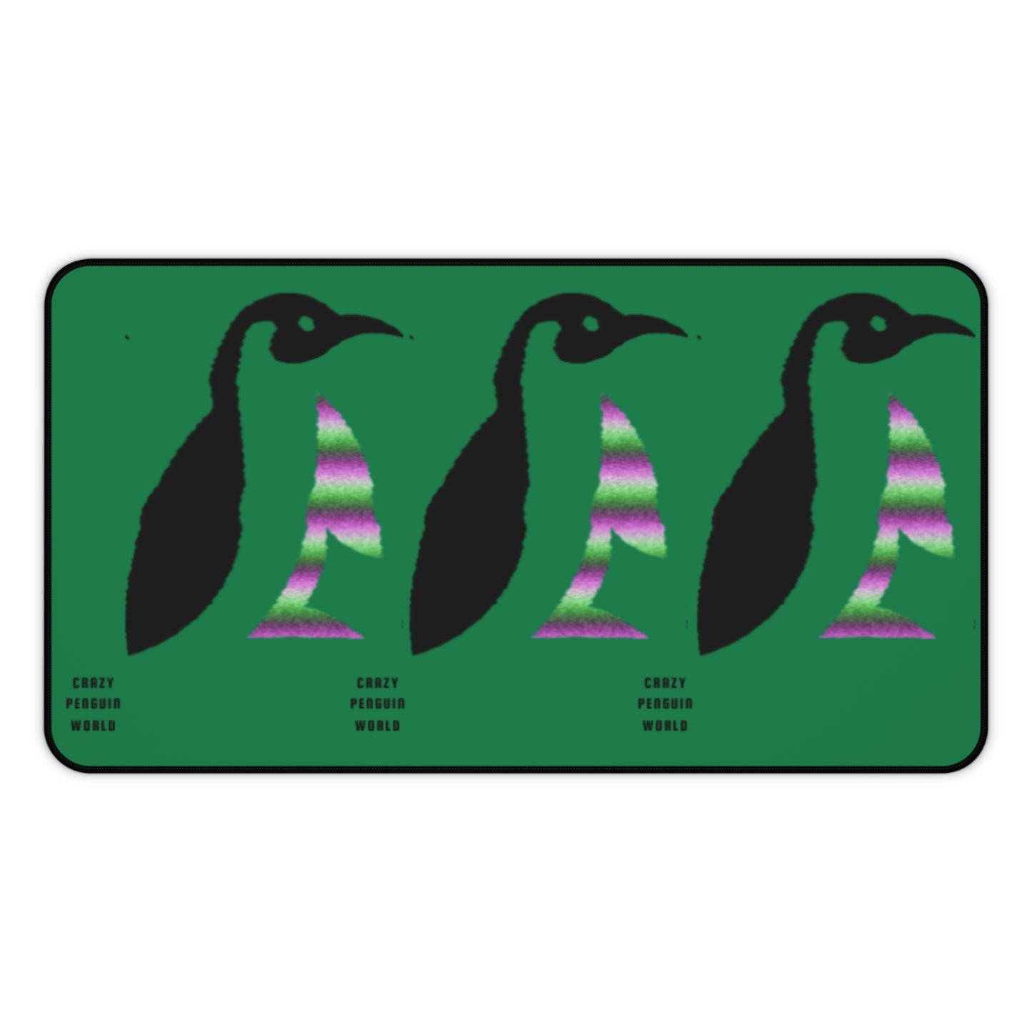 Desk Mat: Crazy Penguin World Logo Dark Green