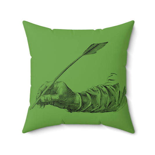 Spun Polyester Square Pillow: Writing Green