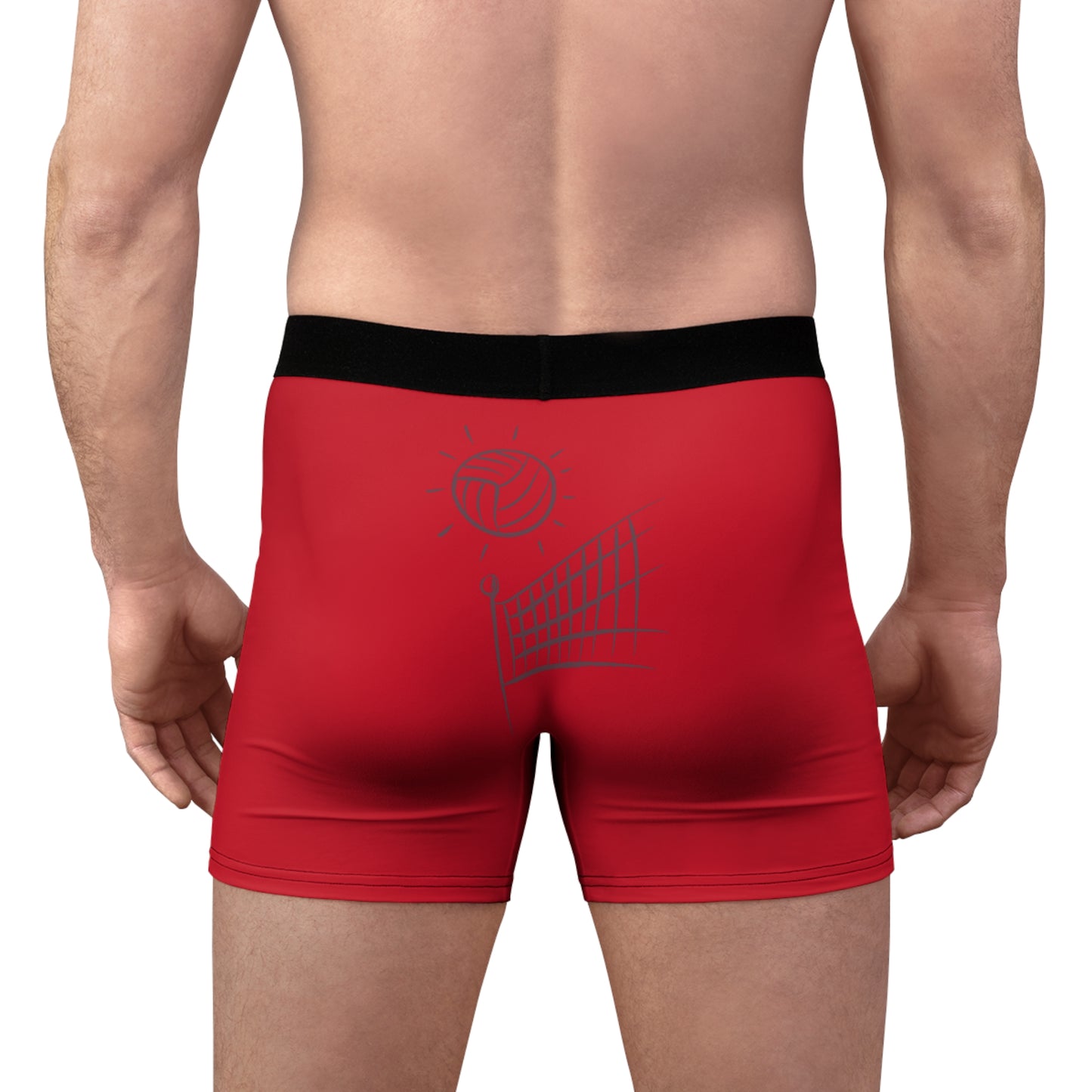 Men's Boxer Briefs: Volleyball Dark Red