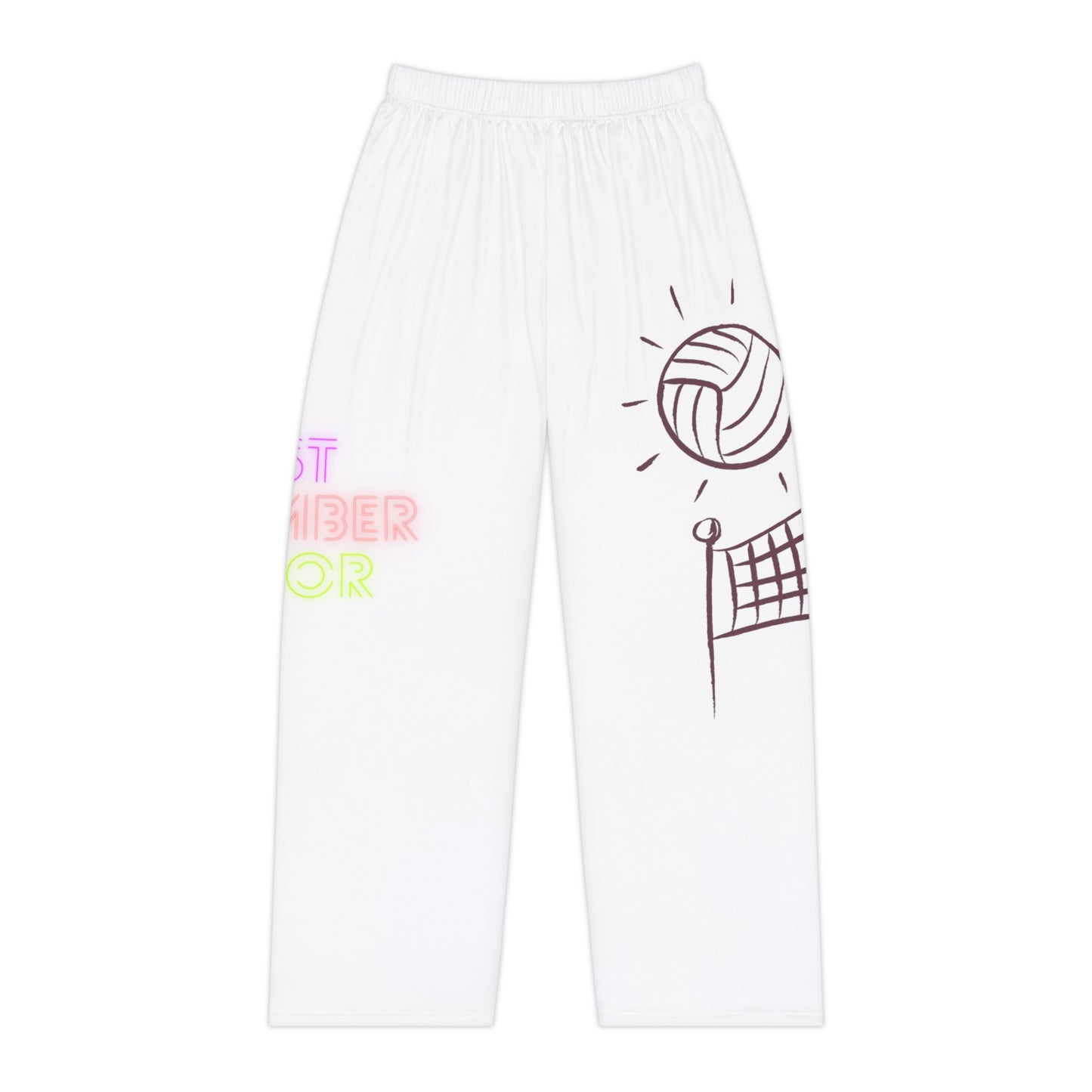 Pambabaeng Pajama Pantalon: Volleyball White 