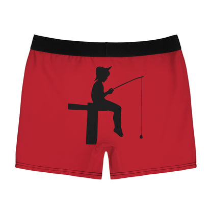 Men's Boxer Briefs: Fishing Dark Red