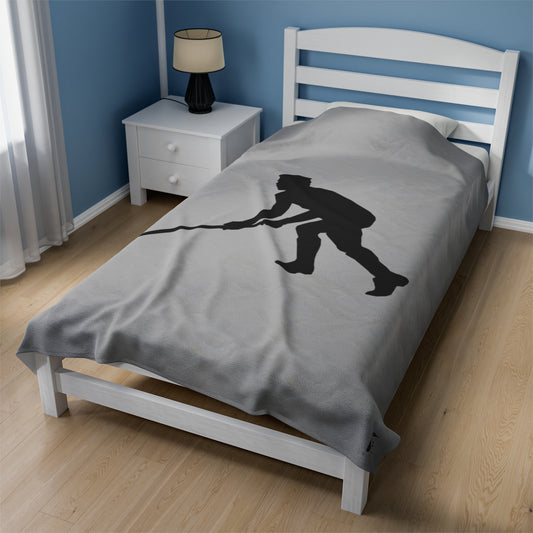 Velveteen Plush Blanket: Hockey Lite Grey
