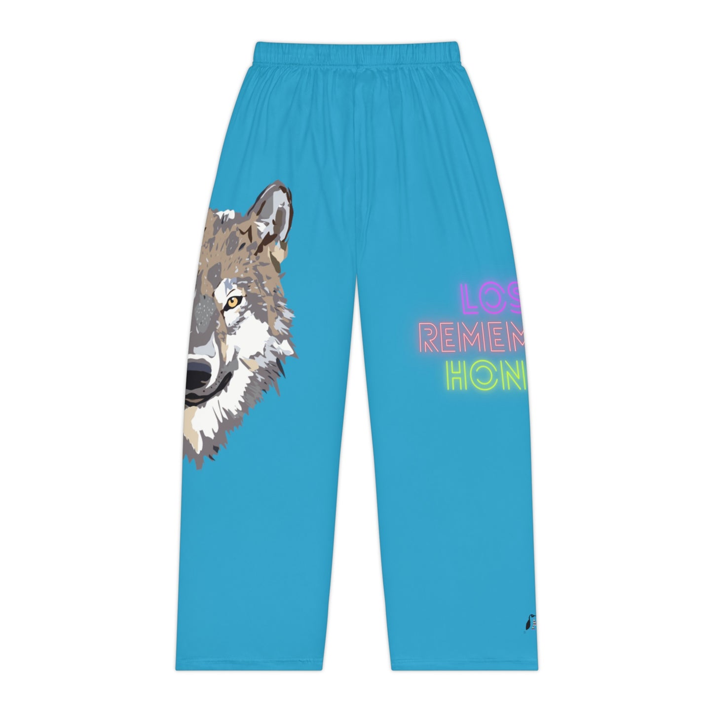 Pambabaeng Pajama Pants: Wolves Turquoise 