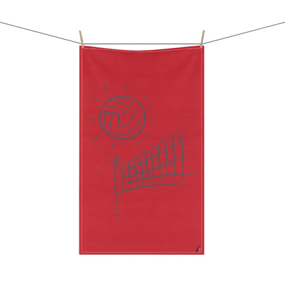 Kitchen Towel: Volleyball Dark Red