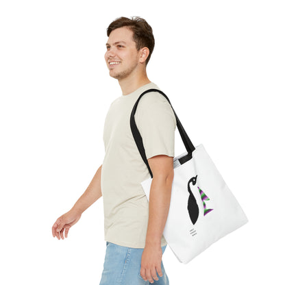 Tote Bag: Crazy Penguin World Logo White