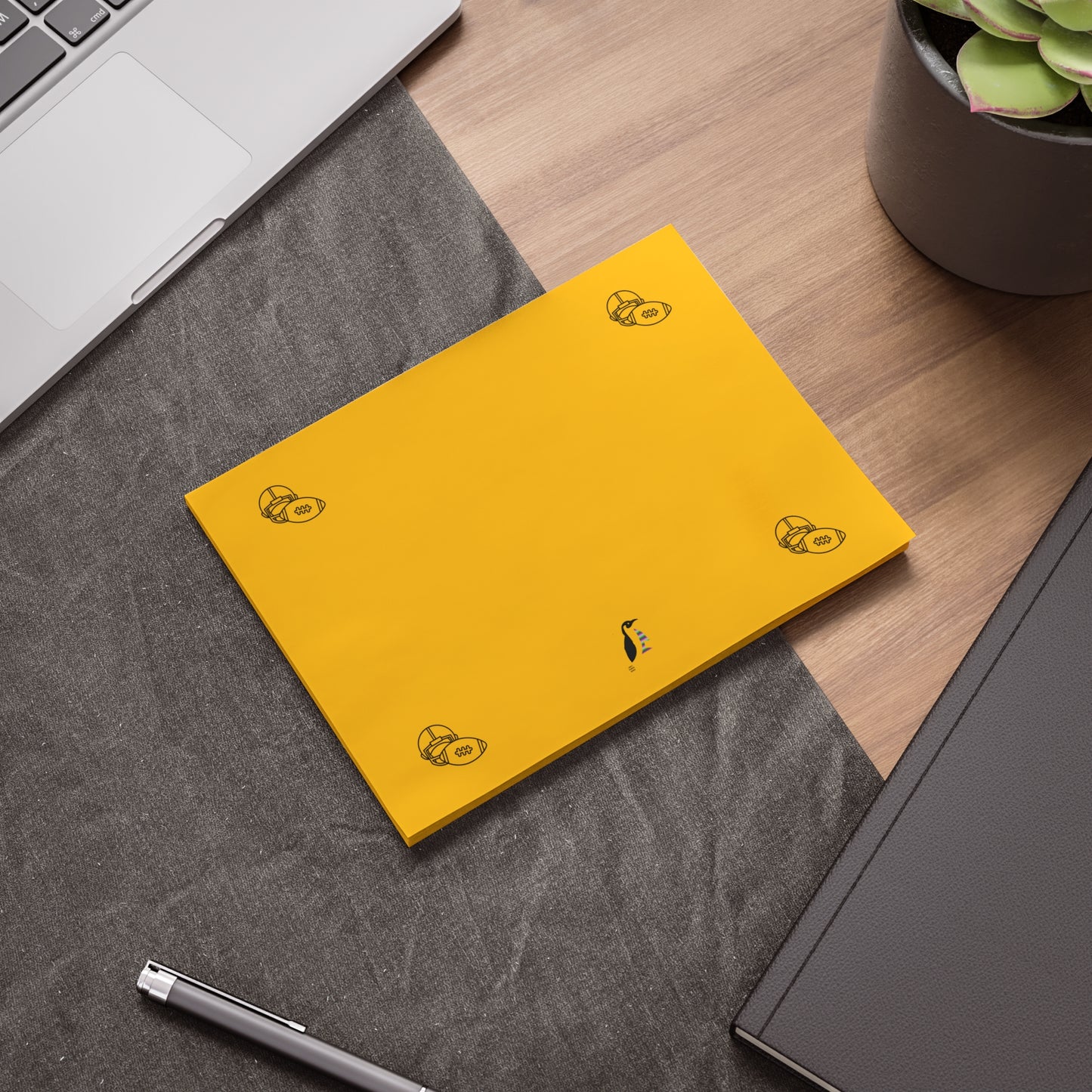 Post-it® Note Pads: Football Yellow