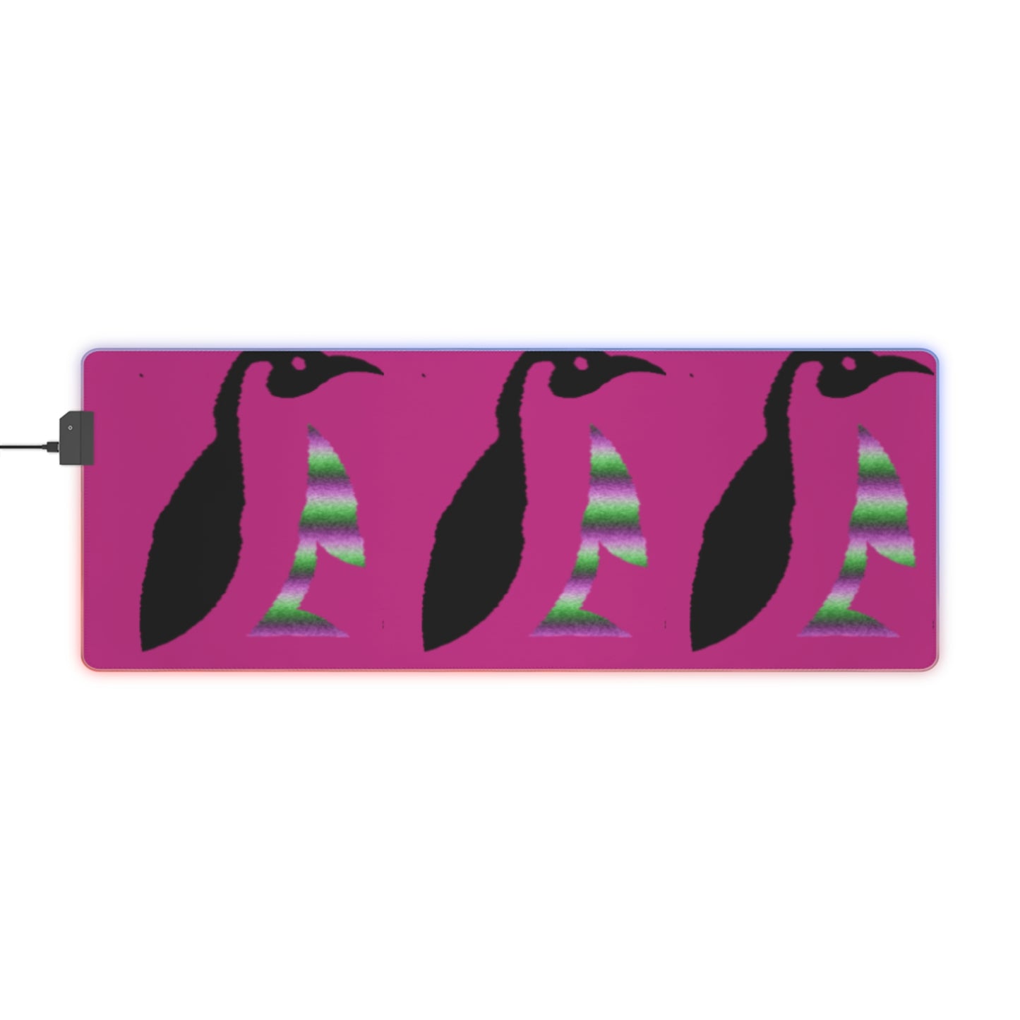 LED Gaming Mouse Pad: Crazy Penguin World Logo Pink