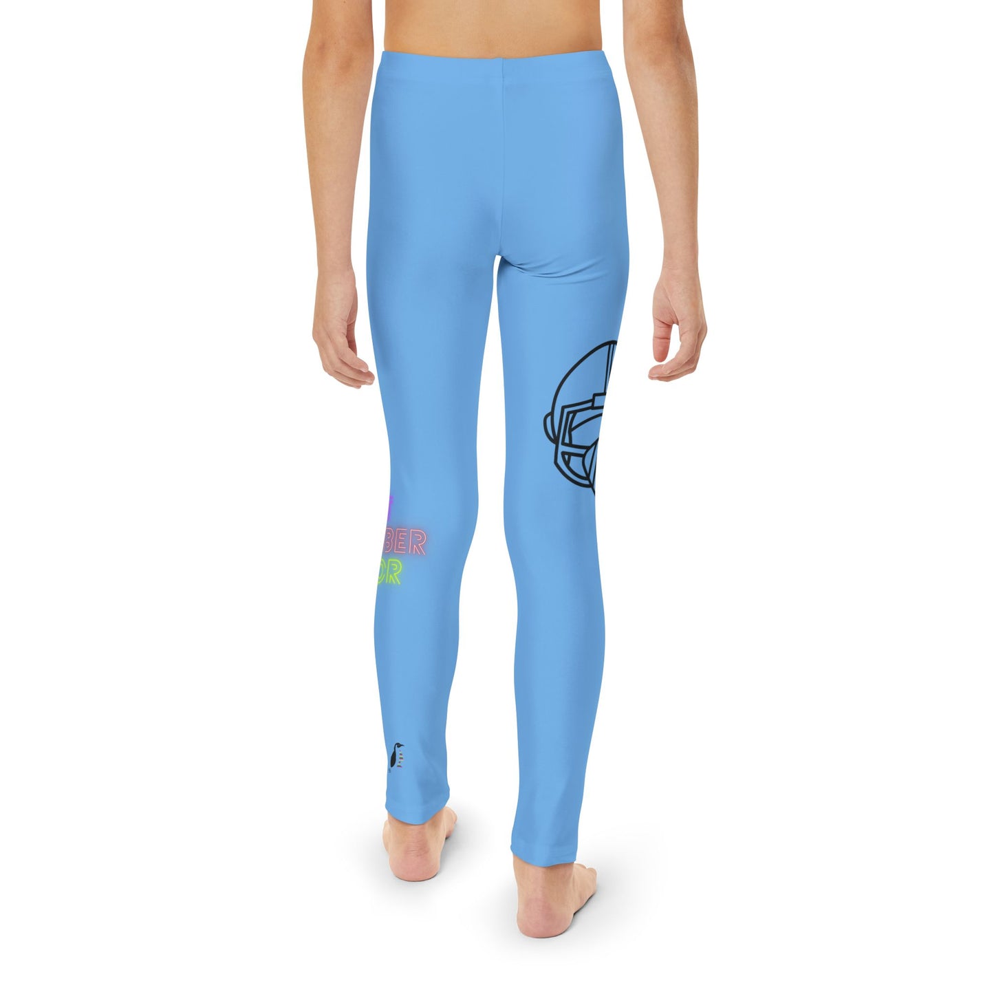 Youth Full-Length Leggings: Football Lite Blue