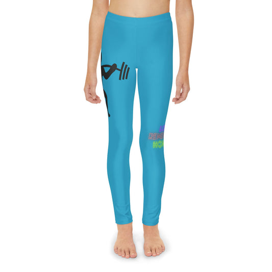 Youth Full-Length Leggings: Weightlifting Turquoise