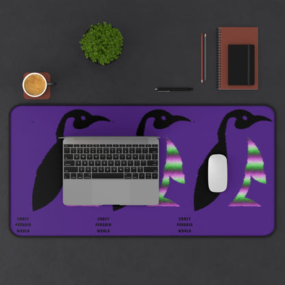 Desk Mat: Crazy Penguin World Logo Purple